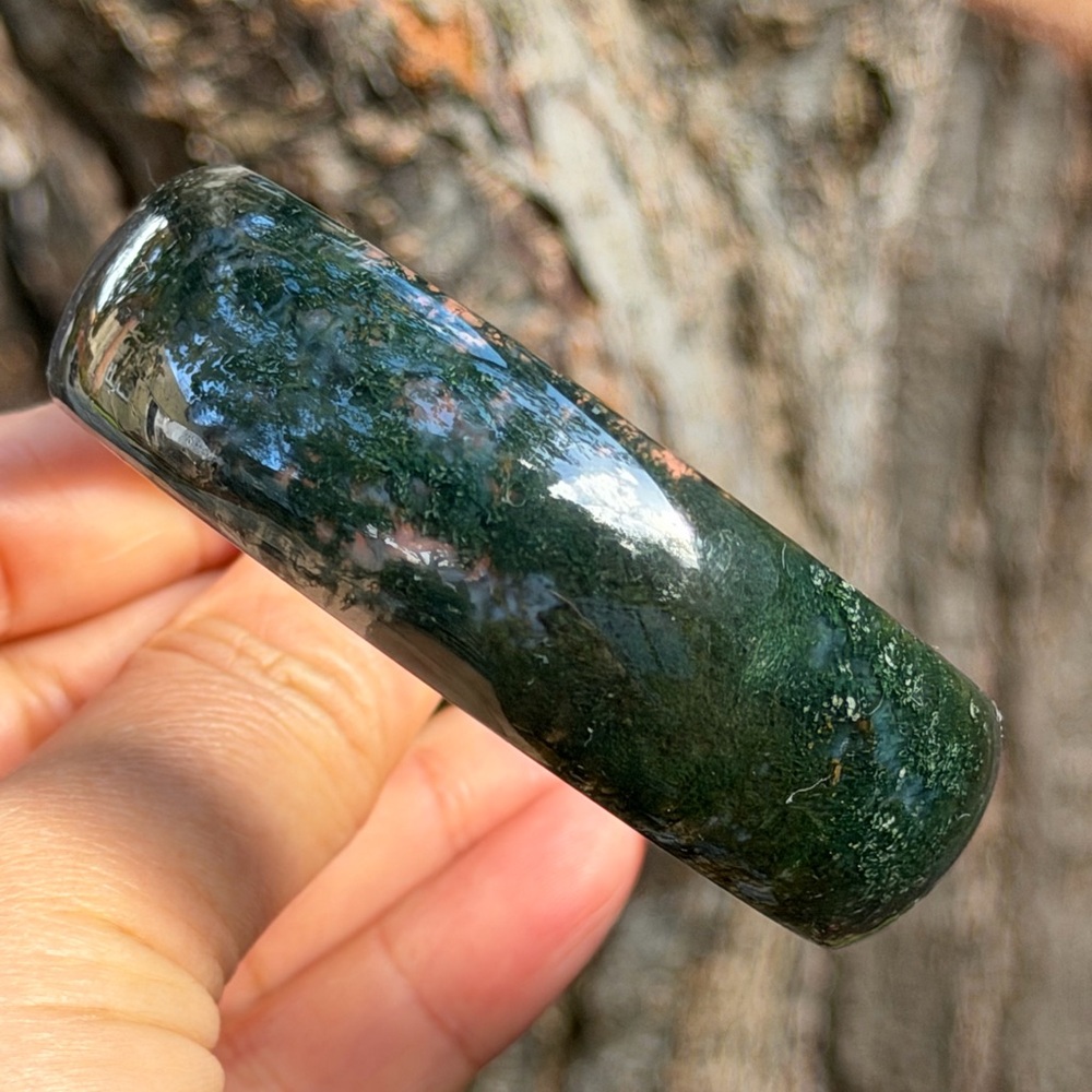 62mm inner diameter wide moss‎ agate bangle 0442 - Picture 3 of 8